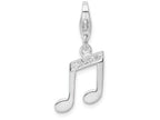 Sterling Silver Rhodium-plated With Cz Music Note Lobster Clasp Charm