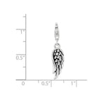 Sterling Silver Polished And Oxidized 3d Wing Lobster Clasp Charm