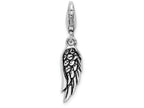 Sterling Silver Polished And Oxidized 3d Wing Lobster Clasp Charm