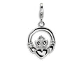 Amore LaVita Sterling Silver CZ Claddagh w/Lobster Clasp Bracelet Charm