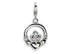 Amore LaVita Sterling Silver CZ Claddagh w/Lobster Clasp Bracelet Charm