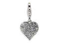 Amore LaVita Sterling Silver 3-D CZ and Red Enamel Heart w/Lobster Clasp Bracelet Charm
