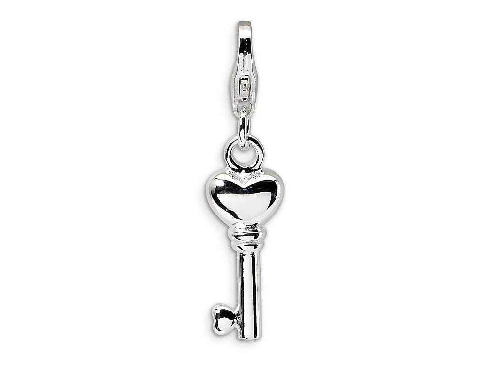 Amore LaVita Sterling Silver 3-D Enameled Key w/Lobster Clasp Bracelet Charm
