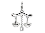 Amore LaVita Sterling Silver 3-D Enameled Scales of Justice w/Lobster Clasp Charm (Moveable) for Charm Bracelet