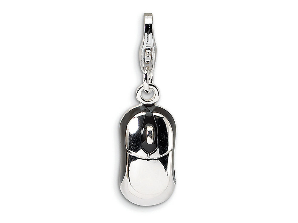 Amore LaVita Sterling Silver 3-D Enameled Mouse w/Lobster Clasp Bracelet Charm