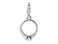 Amore LaVita Sterling Silver CZ Polished Ring w/Lobster Clasp Bracelet Charm