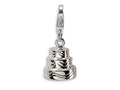 Amore LaVita Sterling Silver 3-D Wedding Cake w/Lobster Clasp Bracelet Charm