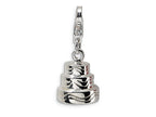 Amore LaVita Sterling Silver 3-D Wedding Cake w/Lobster Clasp Bracelet Charm