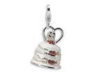 Amore LaVita Sterling Silver 3-D Enameled Wedding Cake w/Lobster Clasp Bracelet Charm