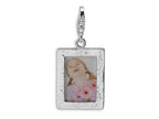 Amore LaVita Sterling Silver Polished Picture Frame w/Lobster Clasp Charm (Can insert photo) for Charm Bracelet