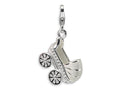 Amore LaVita Sterling Silver 3-D Enameled Baby Carriage w/Lobster Clasp Bracelet Charm