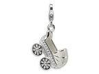 Amore LaVita Sterling Silver 3-D Enameled Baby Carriage w/Lobster Clasp Bracelet Charm