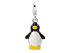 Amore LaVita Sterling Silver 3-D Enameled Penguin w/Lobster Clasp Bracelet Charm