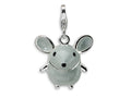 Amore LaVita Sterling Silver 3-D Enameled Grey Mouse w/Lobster Clasp Bracelet Charm
