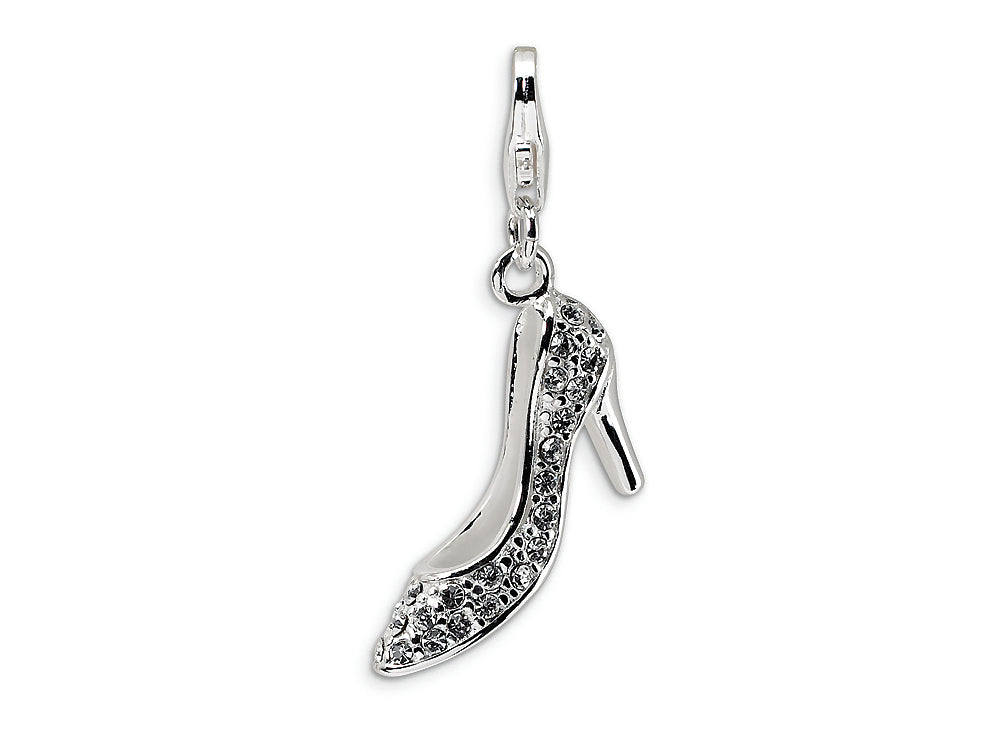 Amore LaVita Sterling Silver 3-D Crystal and Enameled High Heel w/Lobster Clasp for Charm Bracelet