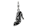 Amore LaVita Sterling Silver 3-D Enameled Black High Heel w/Lobster Clasp Bracelet Charm