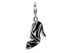 Amore LaVita Sterling Silver 3-D Enameled Black High Heel w/Lobster Clasp Bracelet Charm