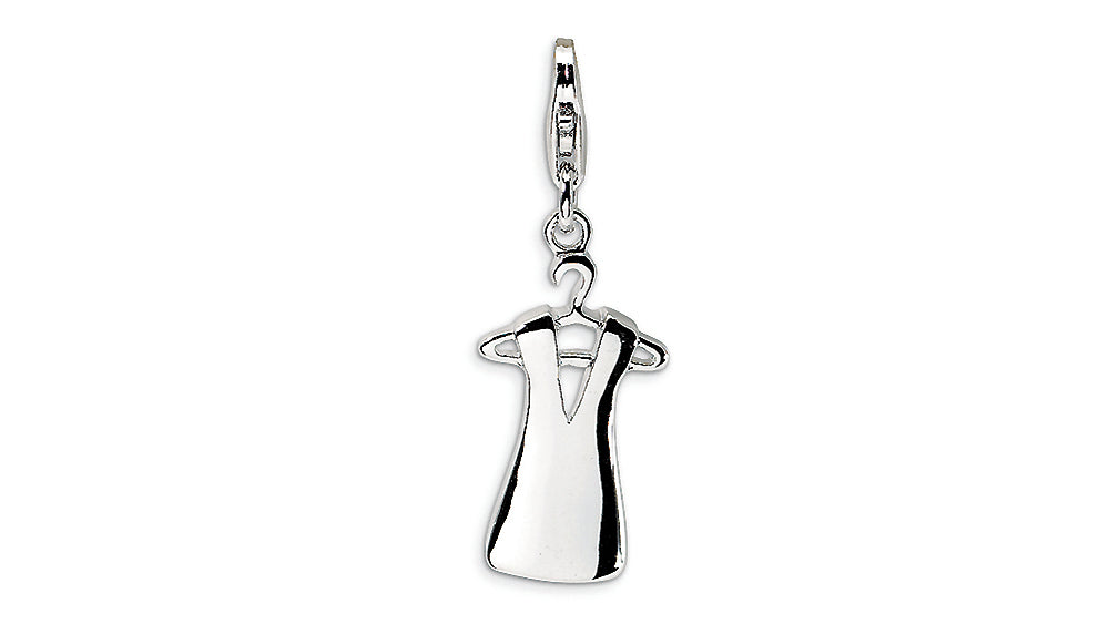 Amore LaVita Sterling Silver Dress on Hanger w/Lobster Clasp Bracelet Charm