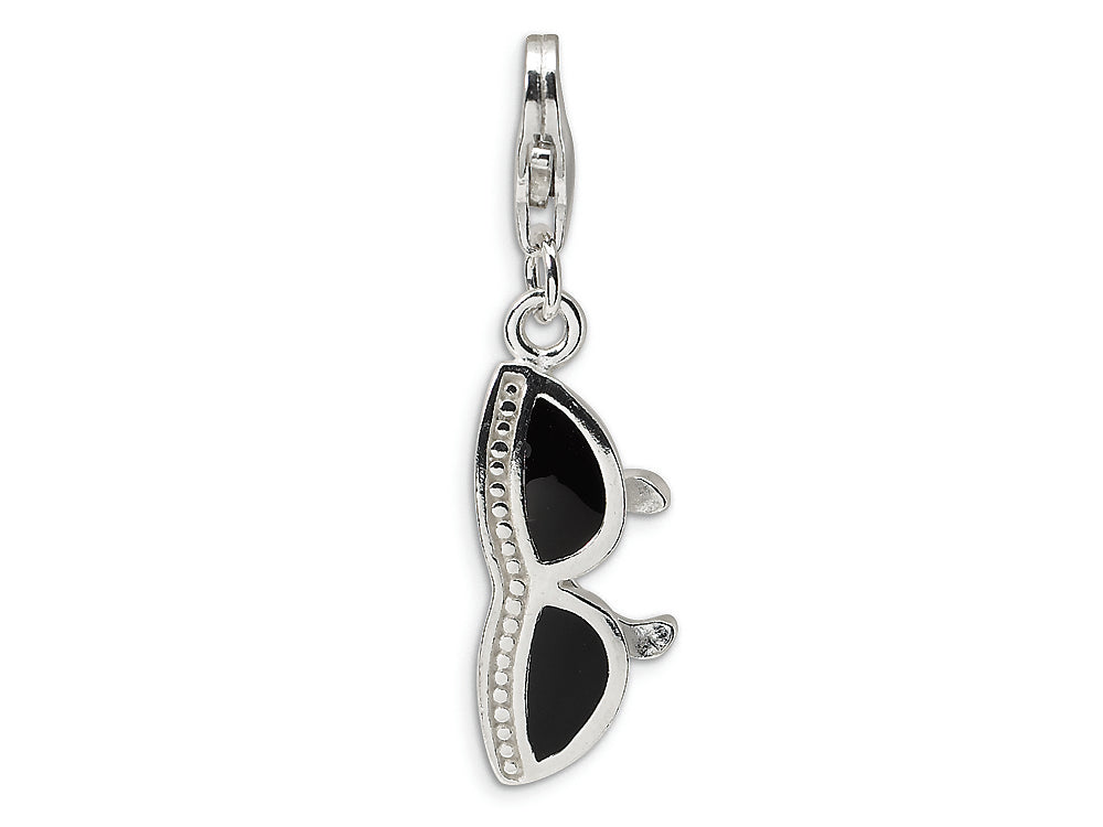 Amore LaVita Sterling Silver 3-D Enameled Sunglass w/Lobster Clasp Bracelet Charm