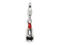 Amore LaVita Sterling Silver 3-D Enameled Red Lipstick w/Lobster Clasp Bracelet Charm