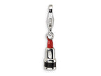 Amore LaVita Sterling Silver 3-D Enameled Red Lipstick w/Lobster Clasp Bracelet Charm