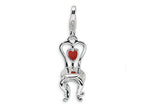 Amore LaVita Sterling Silver 3-D Enameled Chair with Heart w/Lobster Clasp Bracelet Charm