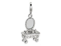 Amore LaVita Sterling Silver 3-D Vanity w/Lobster Clasp Bracelet Charm