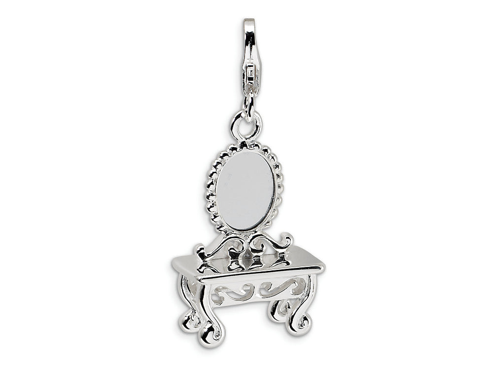 Amore LaVita Sterling Silver 3-D Vanity w/Lobster Clasp Bracelet Charm