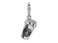 Amore LaVita Sterling Silver 3-D Enameled To Go Coffee Cup w/Lobster Clasp Bracelet Charm
