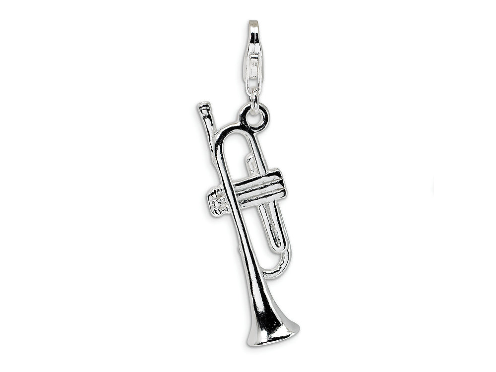 Amore LaVita Sterling Silver Polished Trombone w/Lobster Clasp Bracelet Charm