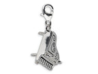 Amore LaVita Sterling Silver 3-D Enameled Grand Piano w/Lobster Clasp Bracelet Charm