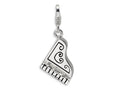 Amore LaVita Sterling Silver 3-D Enameled Grand Piano w/Lobster Clasp Bracelet Charm