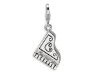 Amore LaVita Sterling Silver 3-D Enameled Grand Piano w/Lobster Clasp Bracelet Charm