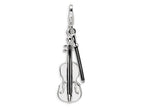 Amore LaVita Sterling Silver 2-D Enameled Violin and Bow w/Lobster Clasp Bracelet Charm
