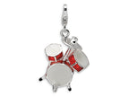 Amore LaVita Sterling Silver 3-D Enameled Drum Set w/Lobster Clasp Bracelet Charm