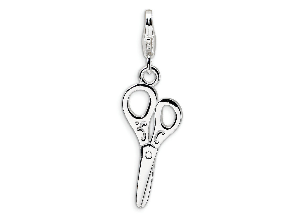 Amore LaVita Sterling Silver Scissors w/Lobster Clasp Bracelet Charm