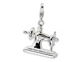 Amore LaVita Sterling Silver 3-D Enameled Sewing Machine w/Lobster Clasp Bracelet Charm