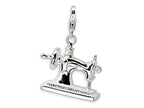 Amore LaVita Sterling Silver 3-D Enameled Sewing Machine w/Lobster Clasp Bracelet Charm