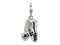 Amore LaVita Sterling Silver 3-D Enameled Soccer Shoe and Soccer Ball w/Lobster Clasp Ch (Moveable) for Charm Bracelet