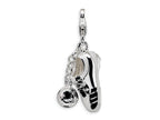 Amore LaVita Sterling Silver 3-D Enameled Soccer Shoe and Soccer Ball w/Lobster Clasp Ch (Moveable) for Charm Bracelet
