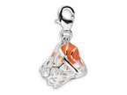 Amore LaVita Sterling Silver 3-D Enameled Basketball in Net w/Lobster Clasp Charm (Moveable) for Charm Bracelet
