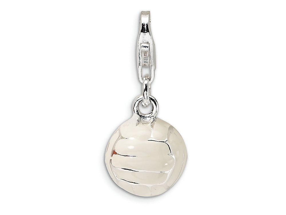 Amore LaVita Sterling Silver Polished Volleyball w/Lobster Clasp Bracelet Charm