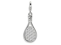 Amore LaVita Sterling Silver Tennis Racket w/Lobster Clasp Bracelet Charm