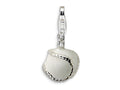Amore LaVita Sterling Silver Polished and Enamel Baseball w/Lobster Clasp Bracelet Charm