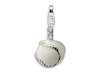 Amore LaVita Sterling Silver Polished and Enamel Baseball w/Lobster Clasp Bracelet Charm