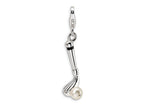 Amore LaVita Sterling Silver Freshwater Cultured Pearl Golf Club Lobster Clasp for Charm Bracelet
