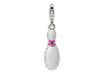 Amore LaVita Sterling Silver 3-D Enameled Bowling Pin w/Lobster Clasp Bracelet Charm