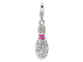 Amore LaVita Sterling Silver 3-D Enameled Bowling Pin w/Lobster Clasp Bracelet Charm