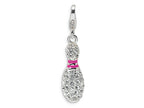 Amore LaVita Sterling Silver 3-D Enameled Bowling Pin w/Lobster Clasp Bracelet Charm