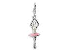 Amore LaVita Sterling Silver Enamel Ballerina w/Lobster Clasp Bracelet Charm